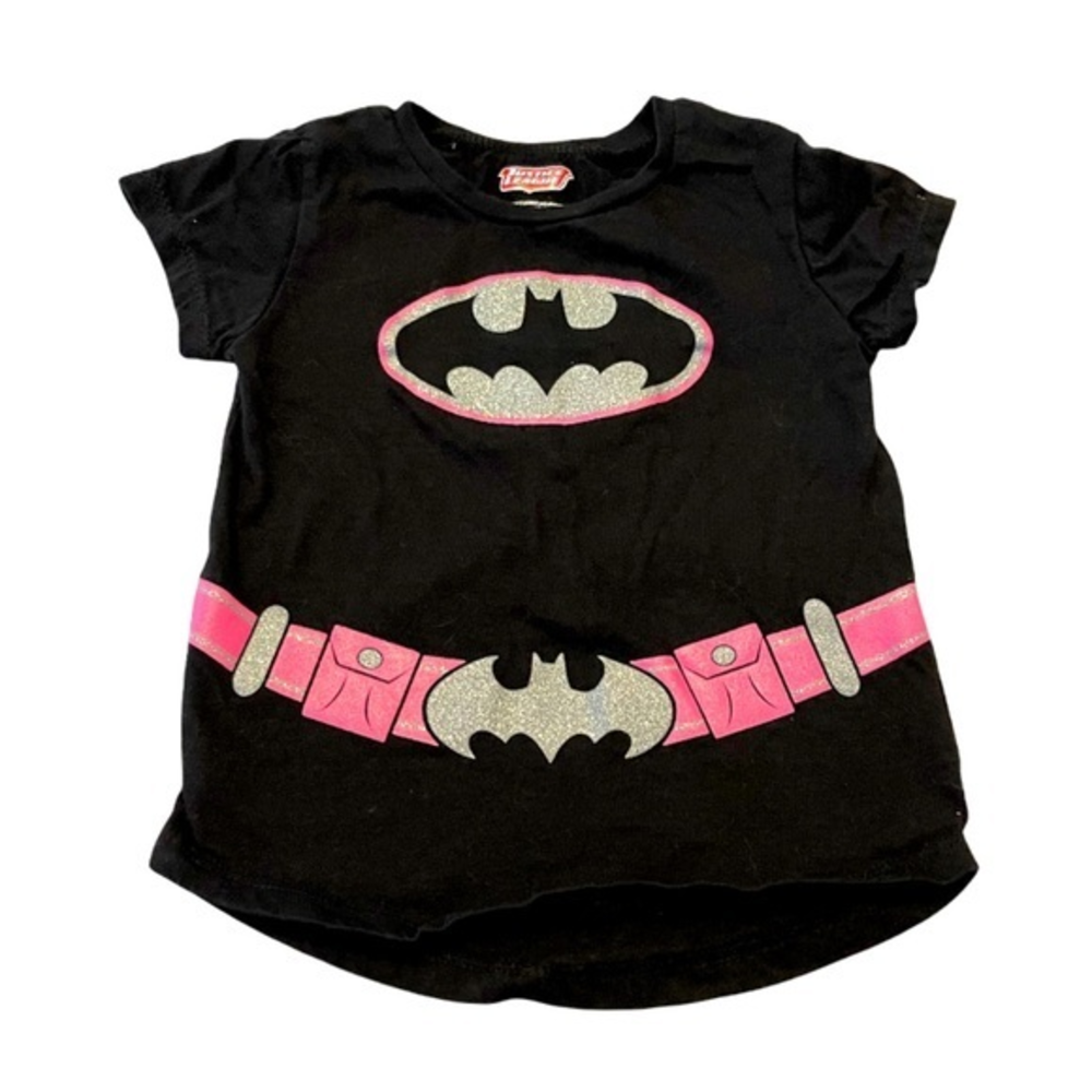Justice League 5T 100% cotton black/pink batgirl short sleeve super hero‎ top